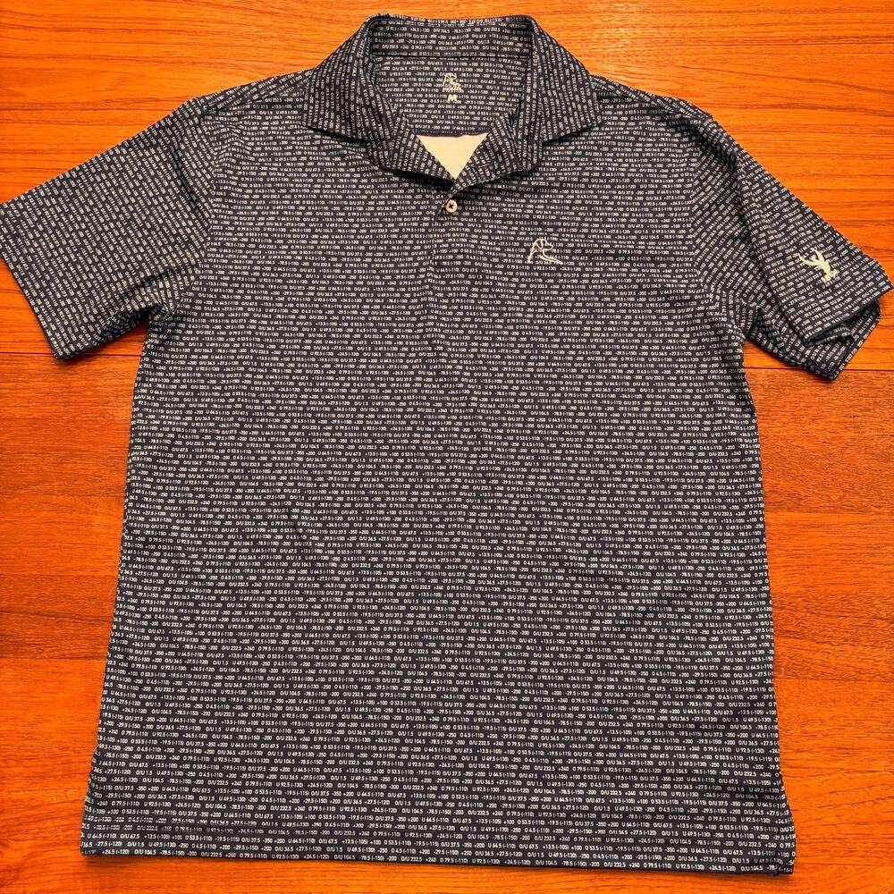 RHOBACK Men's Navy Blue Number Print Short Sleeve Golf Polo Size Medium